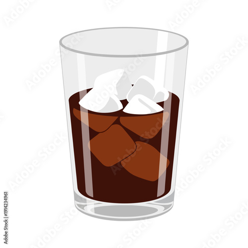Refreshing Iced Coffee in a Glass with Ice Cubes