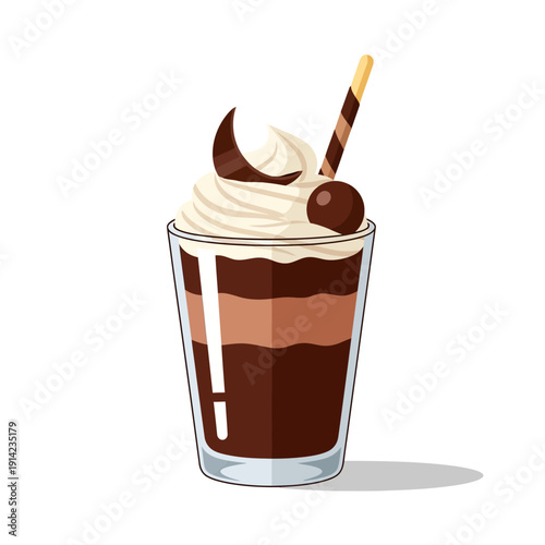 Decadent Chocolate Mousse Dessert in a Glass with Whipped Cream and Garnish