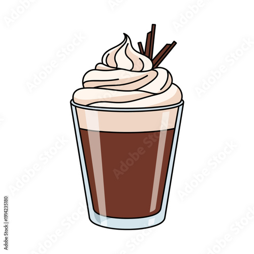 Delicious Chocolate Drink with Whipped Cream and Chocolate Shavings
