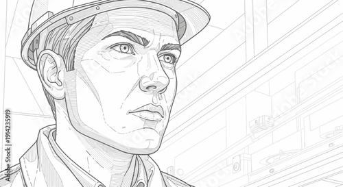 Detailed pencil drawing of a man's portrait with a cap.