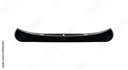 Black canoe silhouette against white background