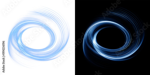 Neon Blue Swirl Ring With Luminous Circular Light Streaks
