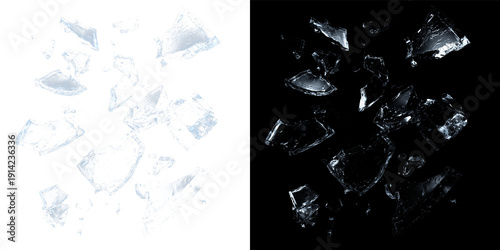 Fotografie Futuristic Crystal Debris Blast With Radial Motion Lines