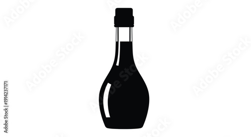 Black silhouette of a glass bottle with a handle and stopper on a white background