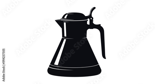 Silhouette of a classic Italian stovetop espresso coffee maker pot in black