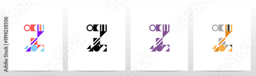 Geometric Shape Combination Mosaic Tiling Composition Letter Initial Logo Design Z