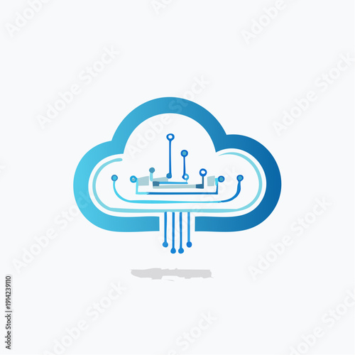 Cloud Computing and Digital Network Technology Illustration