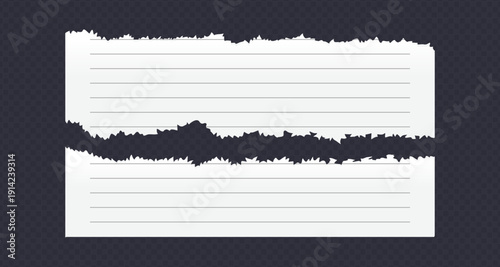 Realistic Torn White Paper Texture with Ripped Edges on Transparent Background