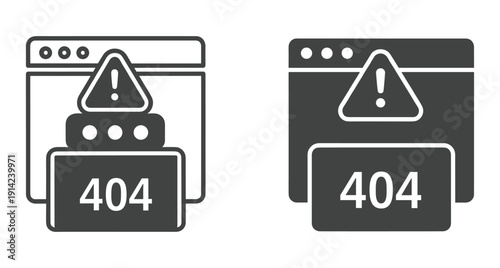 Digital illustration of website page not found error with alert symbol and numbers