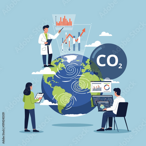 Climate Change Research: Scientists Analyze CO2 Emissions and Global Data for Environmental Solutions