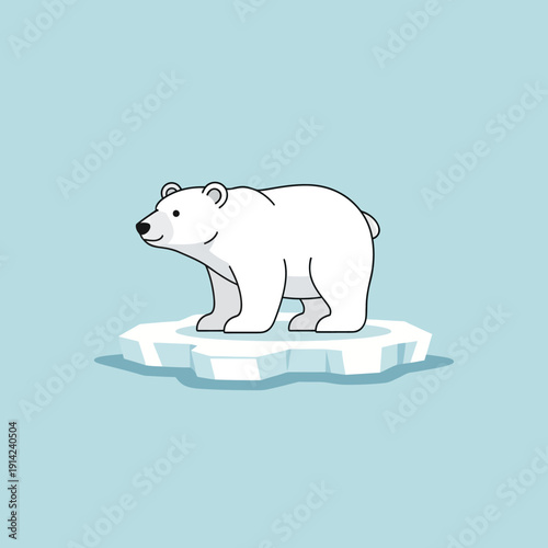 Polar Bear on Melting Ice Floe, Arctic Wildlife, Climate Change Concept