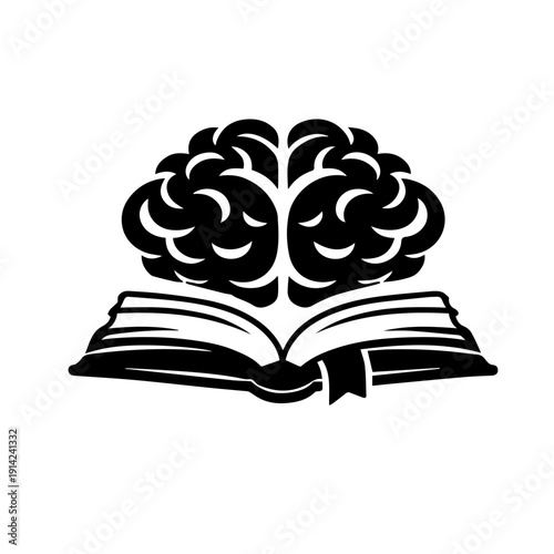 Brain with a book illustration vector on a white background Vector illustration icon
