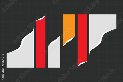 Realistic Torn White Paper Texture with Ripped Edges on Transparent Background