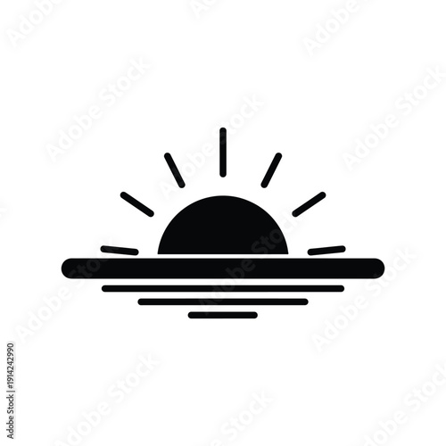 A sunrise icon depicting the sun rising over the horizon, symbolizing a new day and fresh beginnings.