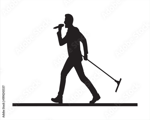 Male Vocalist Singing on Stage Silhouette