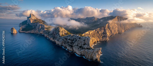 Lighthouse at Cape Formentor Mallorca scenic nature overhead