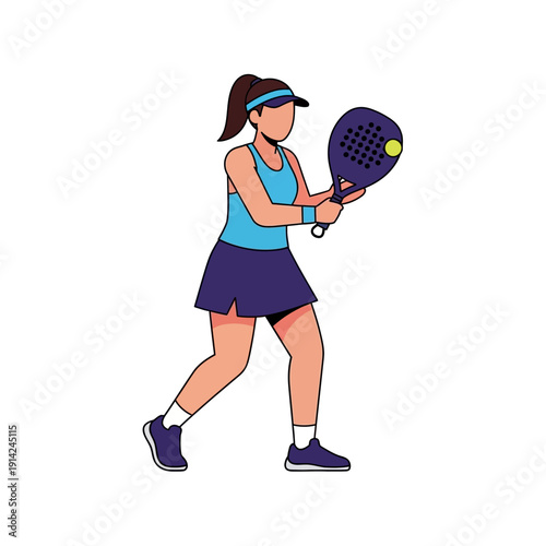 Woman playing padel tennis, hitting the ball with a racket, active lifestyle, sports concept