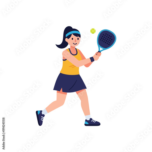 Woman playing tennis, hitting ball with racket, sports lifestyle, active woman, outdoor game
