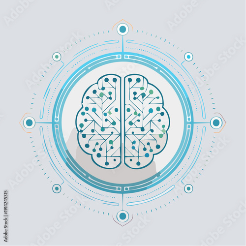 Futuristic AI brain illustration with digital connections and circuits