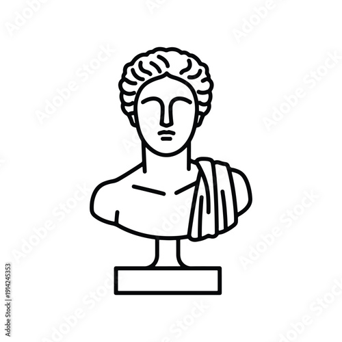 Ancient statue, ancient greek sculpture icon design in trendy style