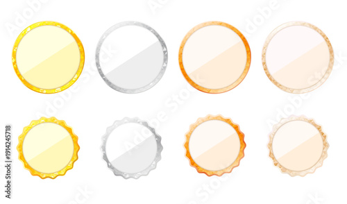 高級感のある円形メダルフレームセット（円形・波型デザイン）