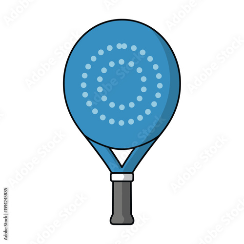 Blue padel racket with white dotted pattern on a white background