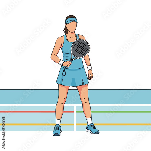 Woman Tennis Player with Racket on Court, Ready to Play