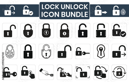 Lock Unlock Icon Bundle Security Privacy UI VectorLock Unlock Icon Bundle Security Privacy UI Vector