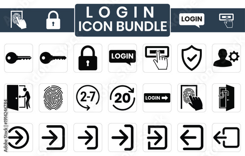 Login Icon Bundle Sign In UI VectorLogin Icon Bundle Sign In UI Vector