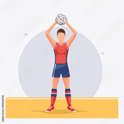 Volleyball player in action preparing to serve the ball during a match