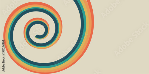 фотографія Retro spiral abstract background with colorful vintage 70s stripes