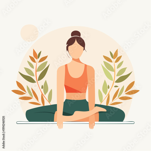 Woman practicing yoga in peaceful lotus pose amidst natural elements
