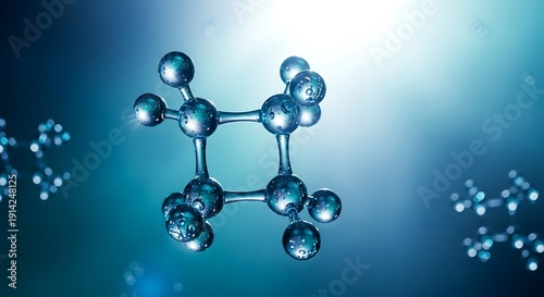 Wallpaper Mural Transparent blue molecular structure with water droplets on a gradient background Torontodigital.ca