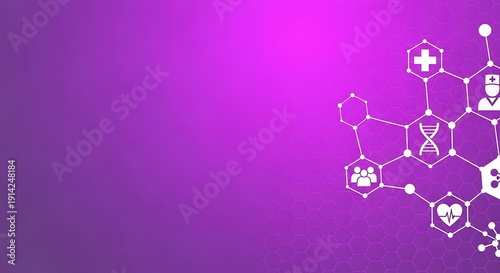 Wallpaper Mural White medical connected in a network on a purple gradient background healthcare science Torontodigital.ca