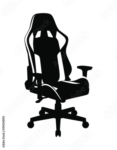 Black vector silhouette of a modern office chair with armrests