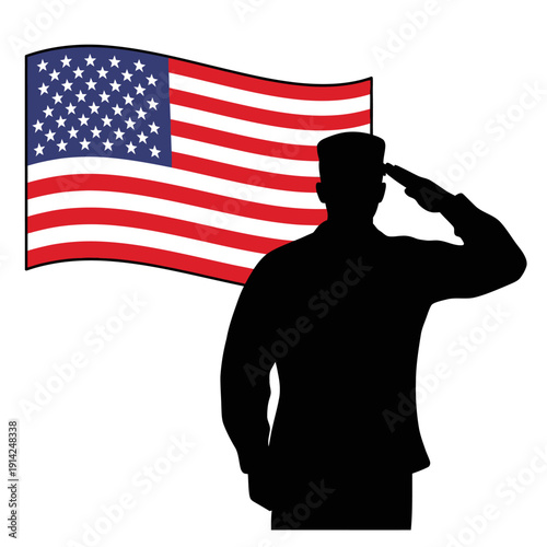 Soldier Saluting American Flag