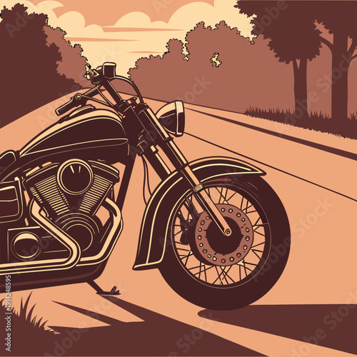 Motorcycle parked on the road stock photo