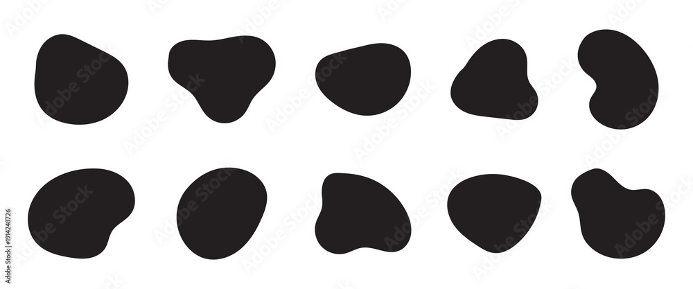 Fototapeta premium Abstract freeform collection. Abstract organic blob shapes in black colors for backgrounds and modern creative design. Blob shapes colorful collection isolated vector design.