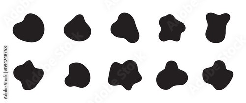 Abstract freeform collection. Abstract organic blob shapes in black colors for backgrounds and modern creative design. Blob shapes colorful collection isolated vector design.