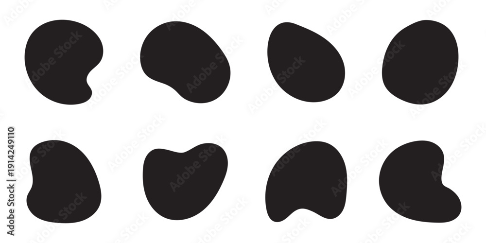 Fototapeta premium Blobs icon. Rock black icons. Drops or stone silhouettes. Vector set of black blobs . Organic blob shapes collection