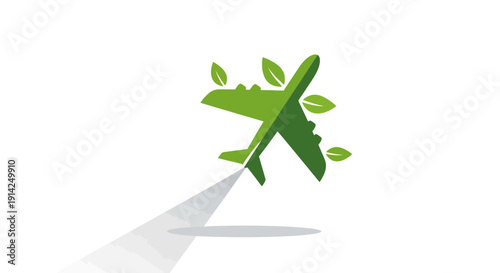 Eco friendly airplane vector icon