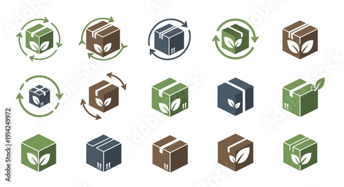 Eco friendly packaging icon set