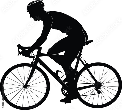 Cyclist riding a bicycle in a sleek and modern design.