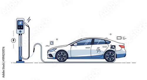 Electric car charging station vector