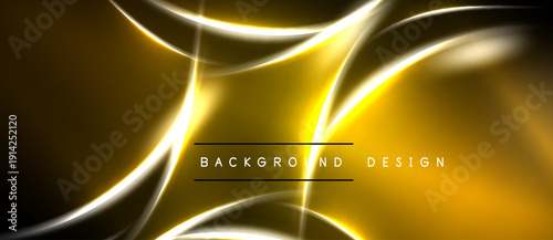 Abstract golden lines create dynamic flow. Dark background emphasizes bright curves, elegant design element. Modern aesthetic.