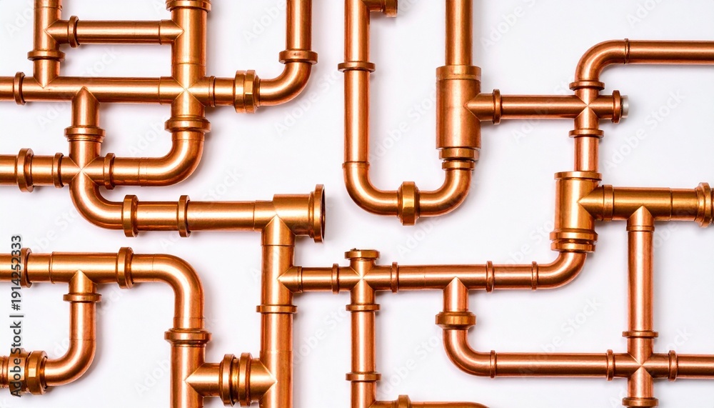 Fototapeta premium Copper pipes maze pattern industrial design