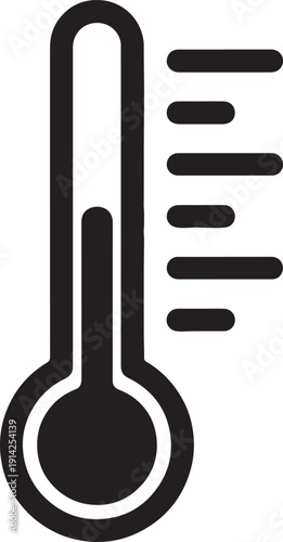 Black thermometer with horizontal lines indicating temperature also transparent background measurement