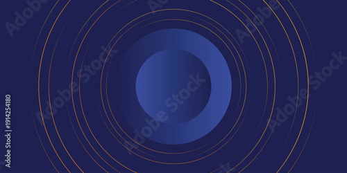 Background geometric shapes circle blue. Line orbit orange color. Galaxy and solar system pattern