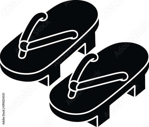 Traditional Japanese Geta Sandals Vector Illustration on White Background