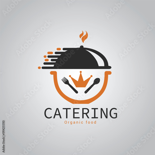 Catering Service with Royal Crown and Cutlery Icon